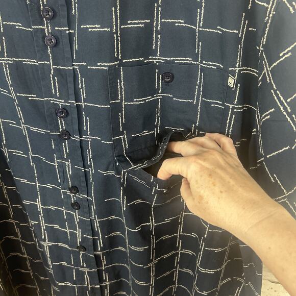 Drunknmunky Button Short Men's 2XL Short Sleeve Blue Plaid Shirt Logo Plaid - Picture 3 of 8